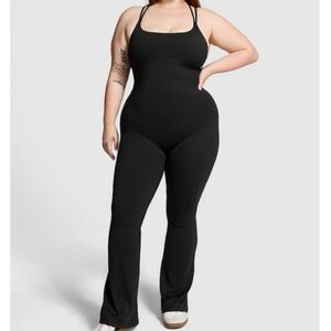 Victoria's Secret PINK Black Relay Flare Strappy One-Piece Jumpsuit XL